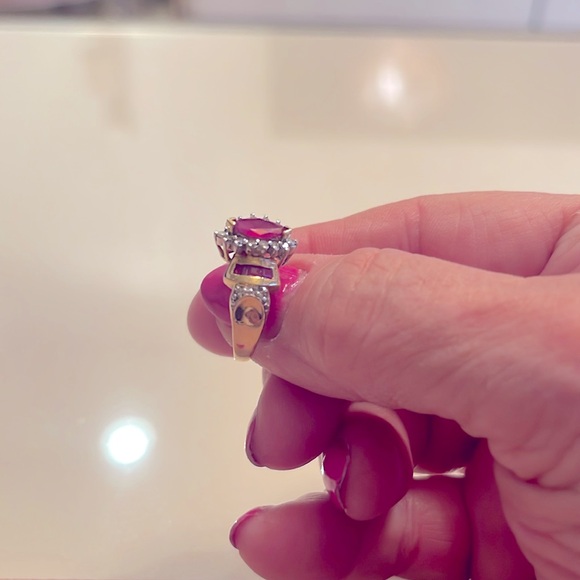Ruby Diamond 14kGold Ring Size 6 - Picture 2 of 4